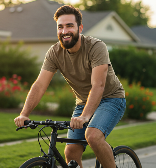 Man riding bicycle